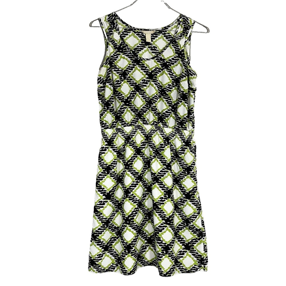 Banana Republic Kentucky Derby Dress Tank Plaid Lime Green Smocked Waist 10